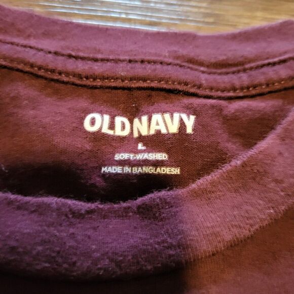 Old Navy Soft Washed Crewneck Short Sleeved Tee Shirt Men's Size Large, Maroon - Picture 2 of 5